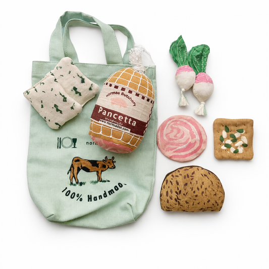 Soft Deli Grocery Play Set – Handmade Fabric Food & Tote