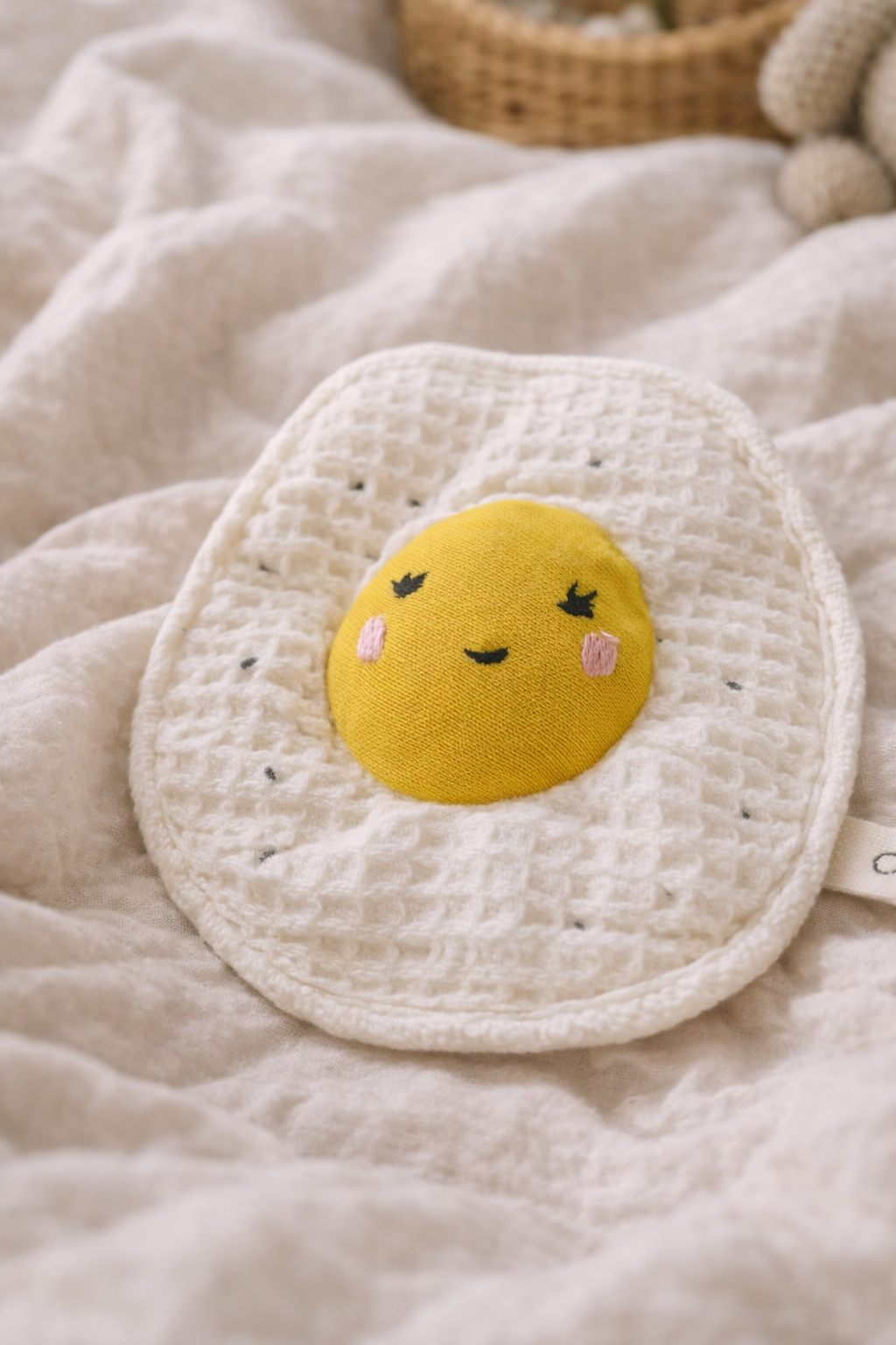 Plush Fried Egg Crinkle – Sensory Baby Toy