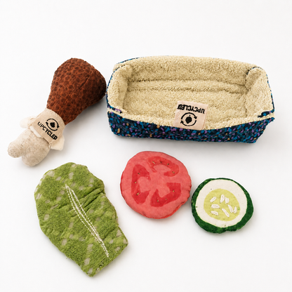Upcycled Takeaway Tray – Fabric Play Food Set
