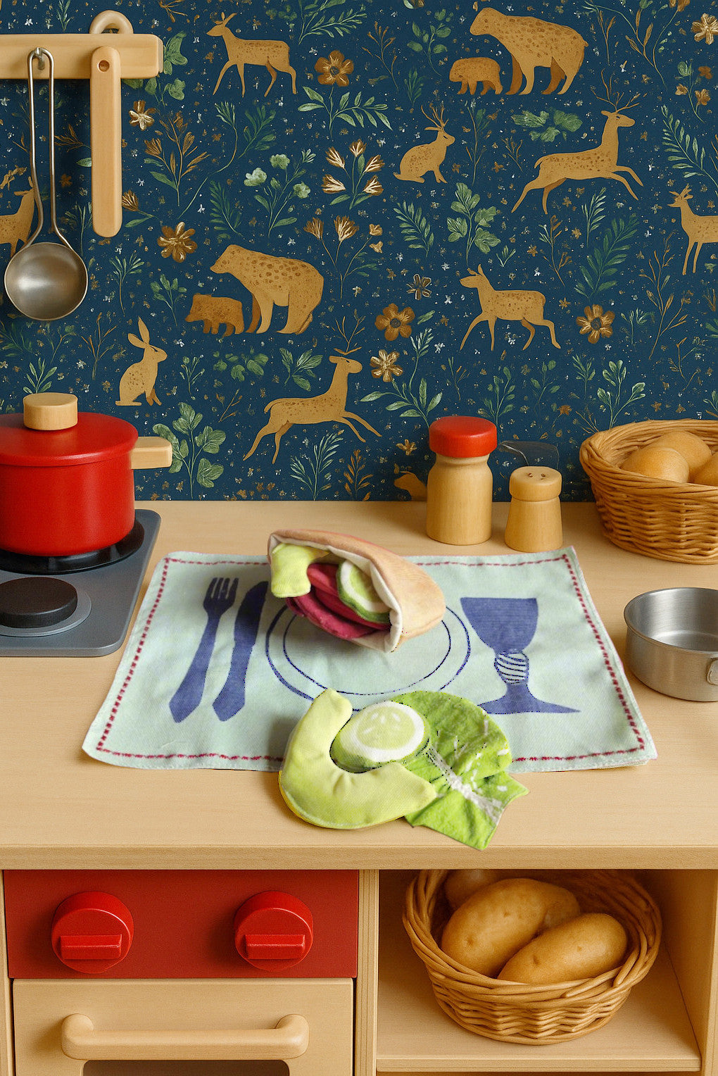 Handcrafted Garden Fresh Salad Play-Set – Avocado, Tomato, Cucumber & Pita