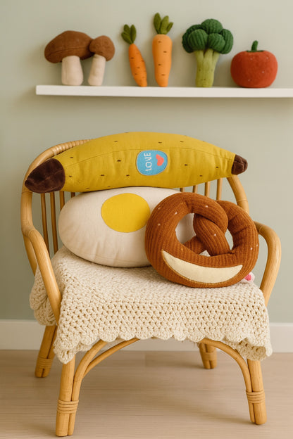 Handmade Banana Cushion – Cotton Canvas & Velour | Normadot