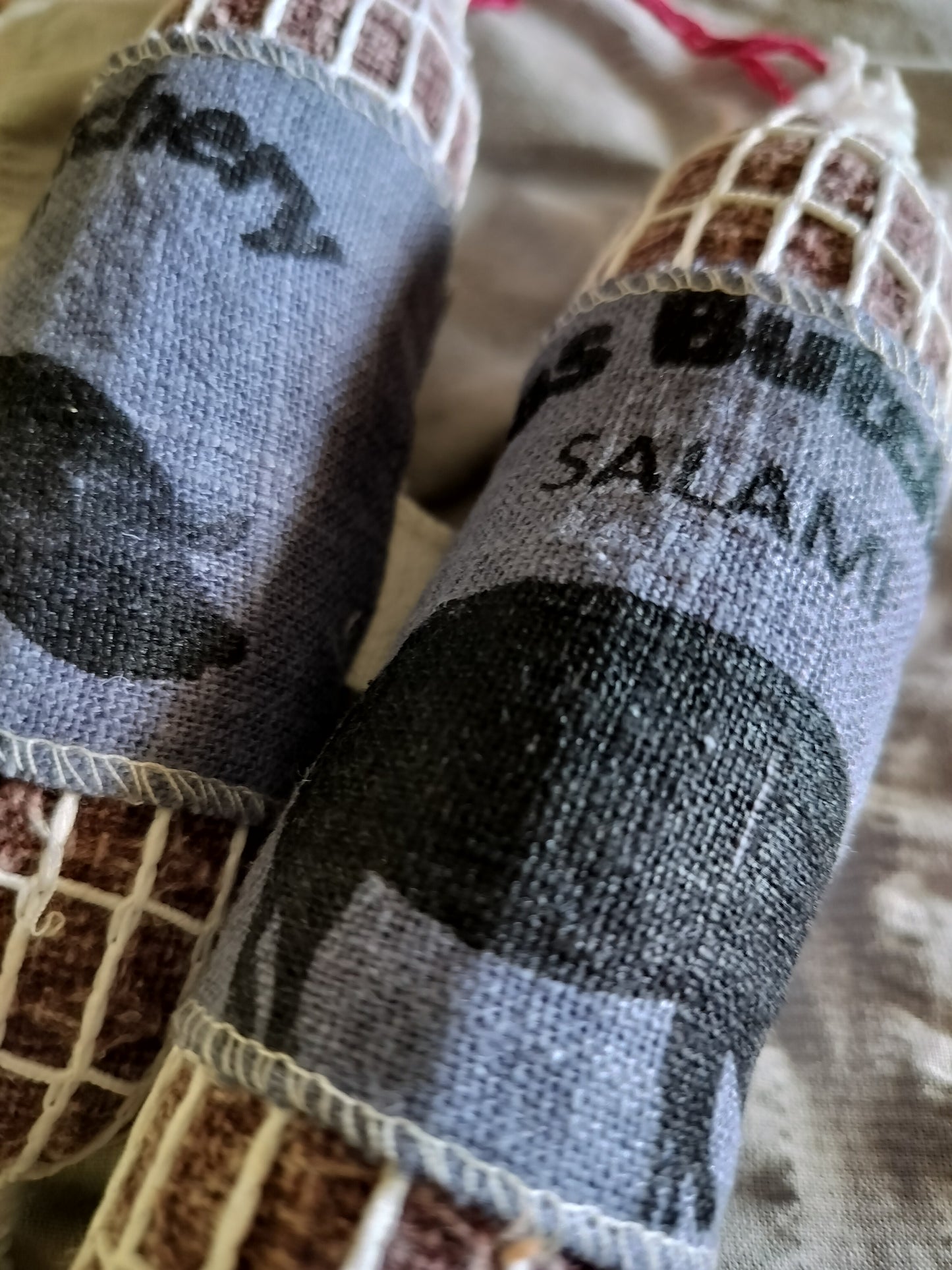 Handcrafted Upcycled Fabric Salami Toy