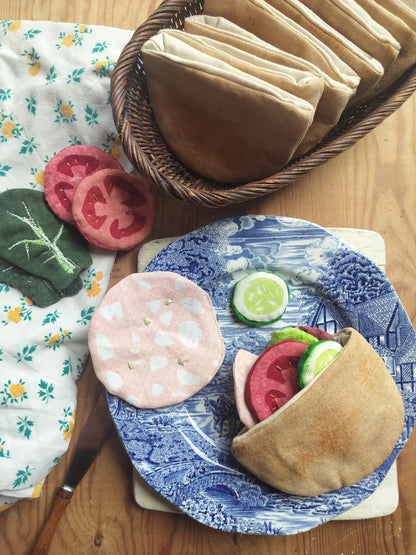Fabric Pita Bread Play Set – 2 pcs – Handmade in Denmark