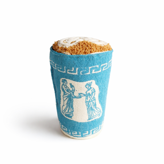 Greek Coffee Cup Play Food Toy   featuring classical design on a white background
