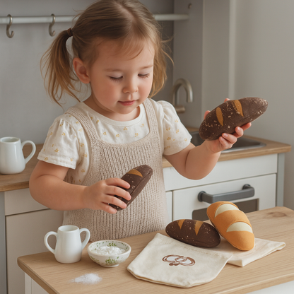 Handmade Whole Wheat Baguette – Pretend Play Food – 14 cm