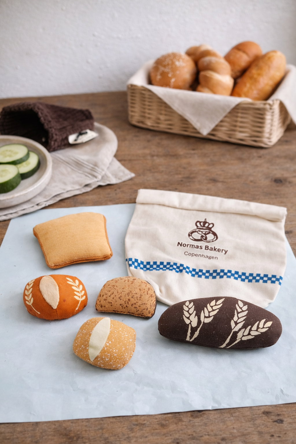 Artisan Play Bread Set – 5-Piece Handcrafted Bakery with Fabric Bag