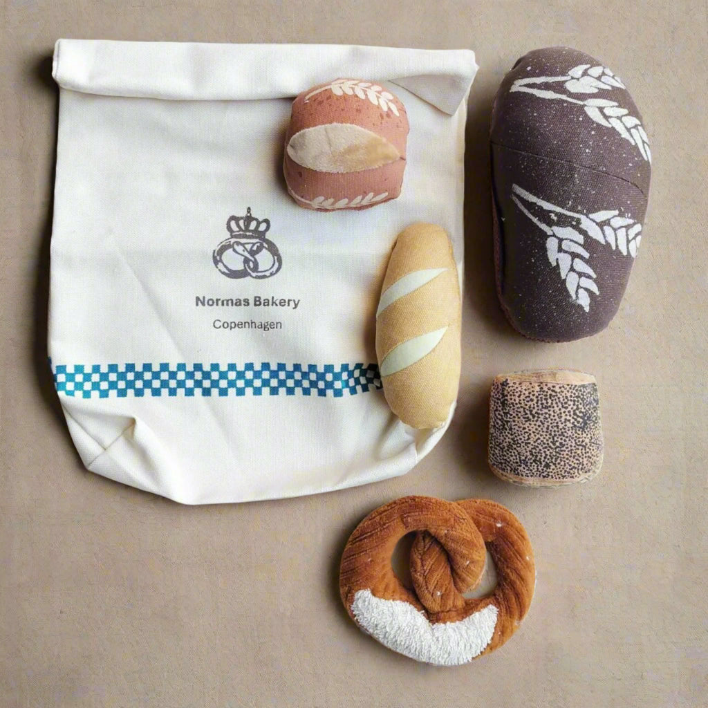 Normas Bakery – Handmade Pretend Bread Toy Set with Cotton Storage Bag