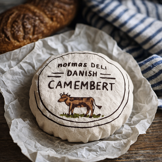 Handmade Embroidered Camembert Cheese Toy – Play Food for Kids