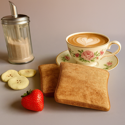 Play Food Set – Bread, Fruit & Chocolate with Embroidered Placemat