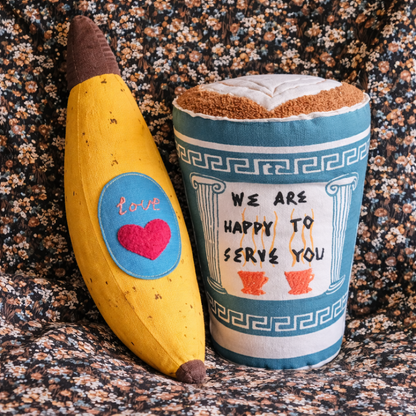 New York Greek Coffee Cup Pillow