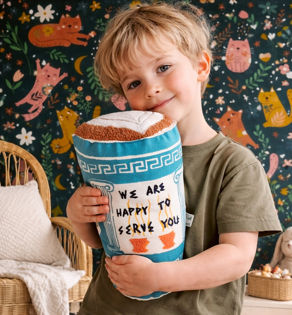 New York Greek Coffee Cup Pillow