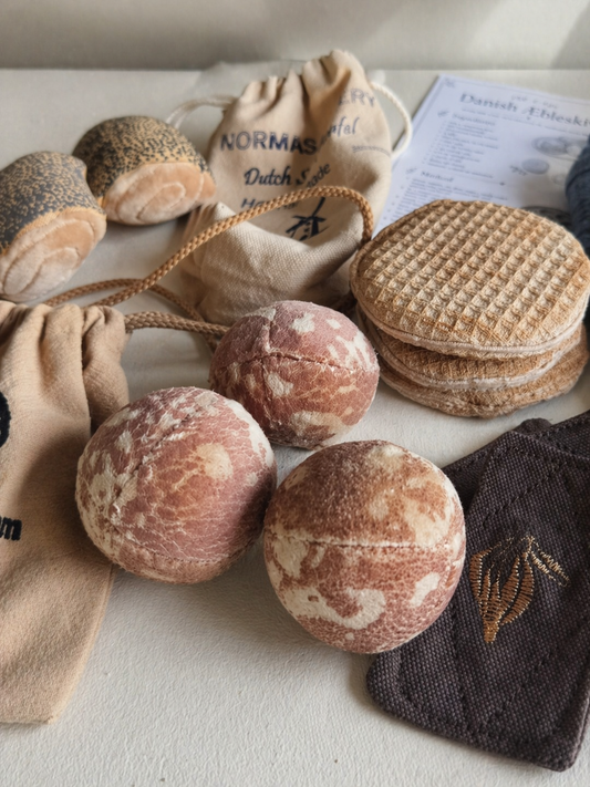 Handmade Danish Æbleskiver Play Food – 3-Piece Velvet Pancake Ball Set