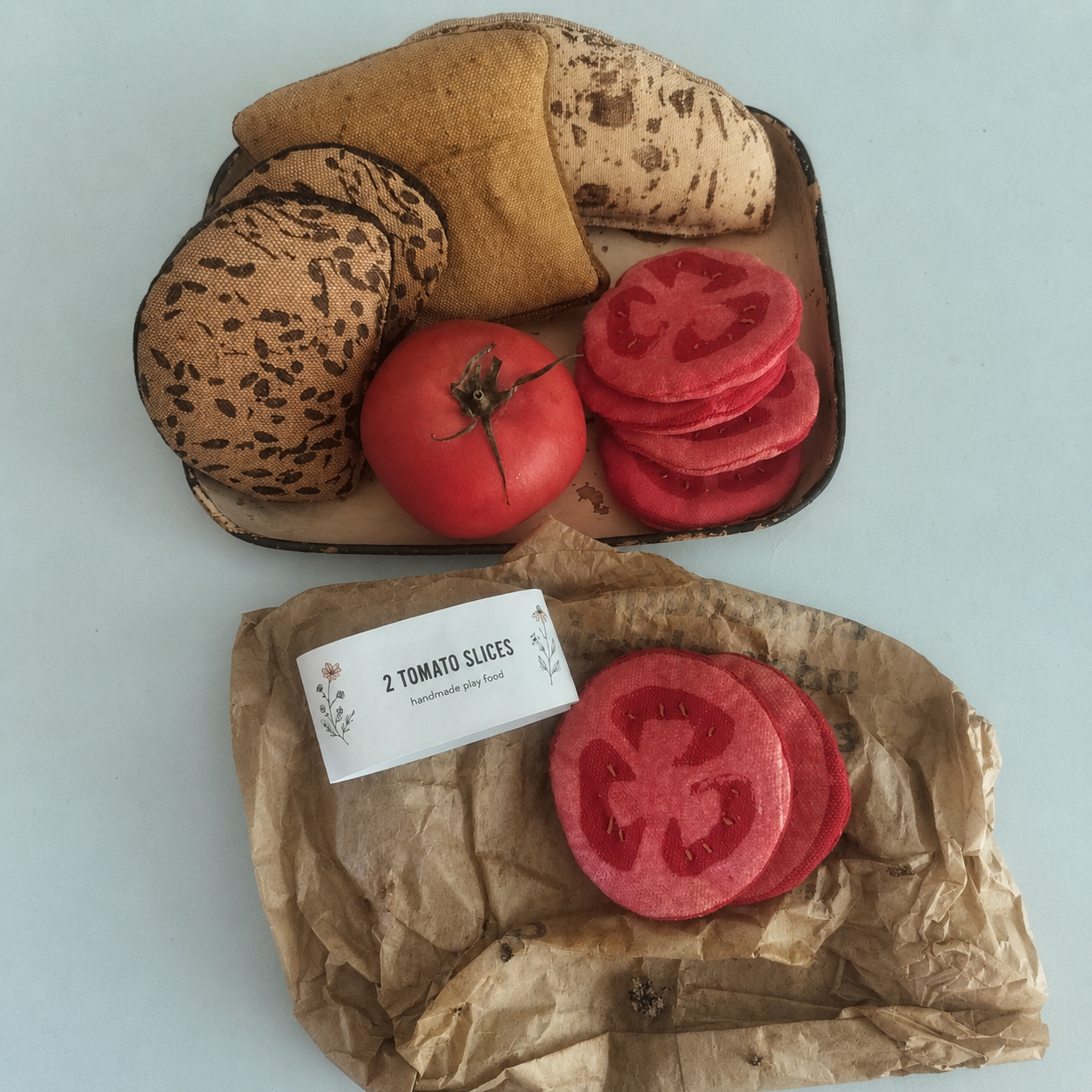 Handmade Tomato Slices – Fabric Play Food (2-Pack)