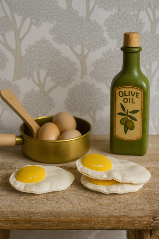 Handmade Plush Fried Egg Toy – Soft Play Food for Kids