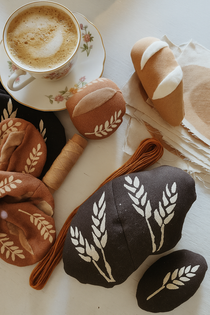 Normas Bakery – Handmade Pretend Bread Toy Set with Cotton Storage Bag