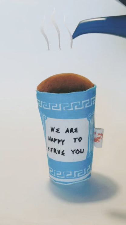 Plush New York Greek Coffee Cup – Handmade Play Toy