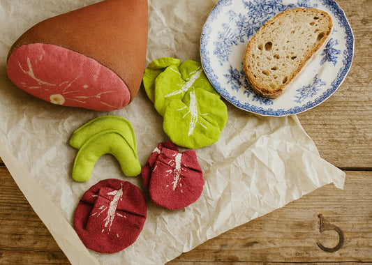 Fabric Lettuce Leaf – Handmade Play Food (Red and Green)