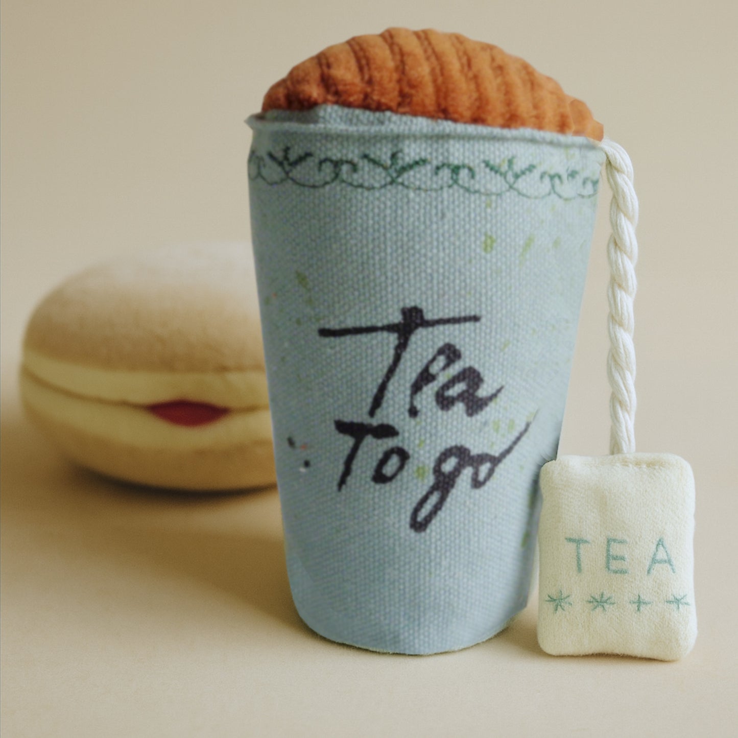 Plush Tea To Go Rattle Cup – Handmade in Denmark