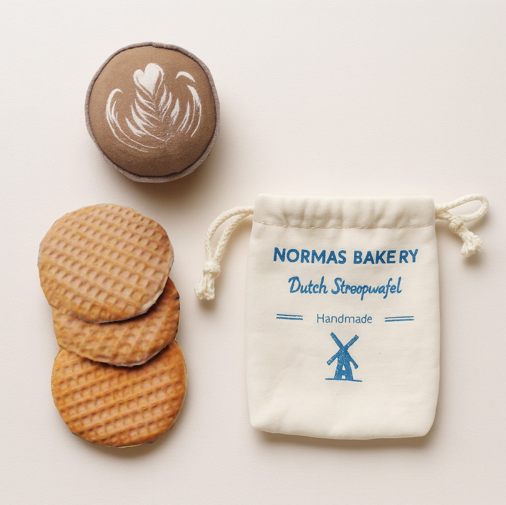 Handmade Stroopwafel & Cappuccino Play Set – Fabric Pretend Food