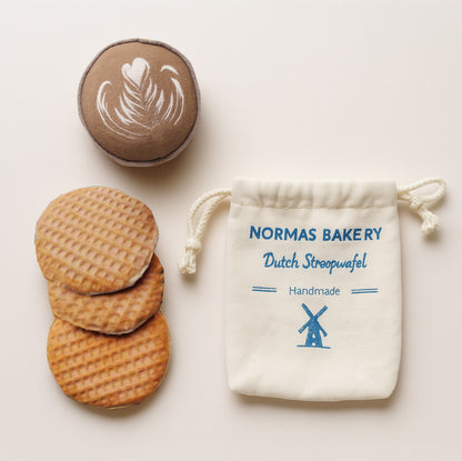 Handmade Stroopwafel & Cappuccino Play Set – Fabric Pretend Food